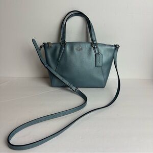 Coach Chelsea Hobo Bag Crossbody Purse Pebbled Cloud Blue Adjustable Zip